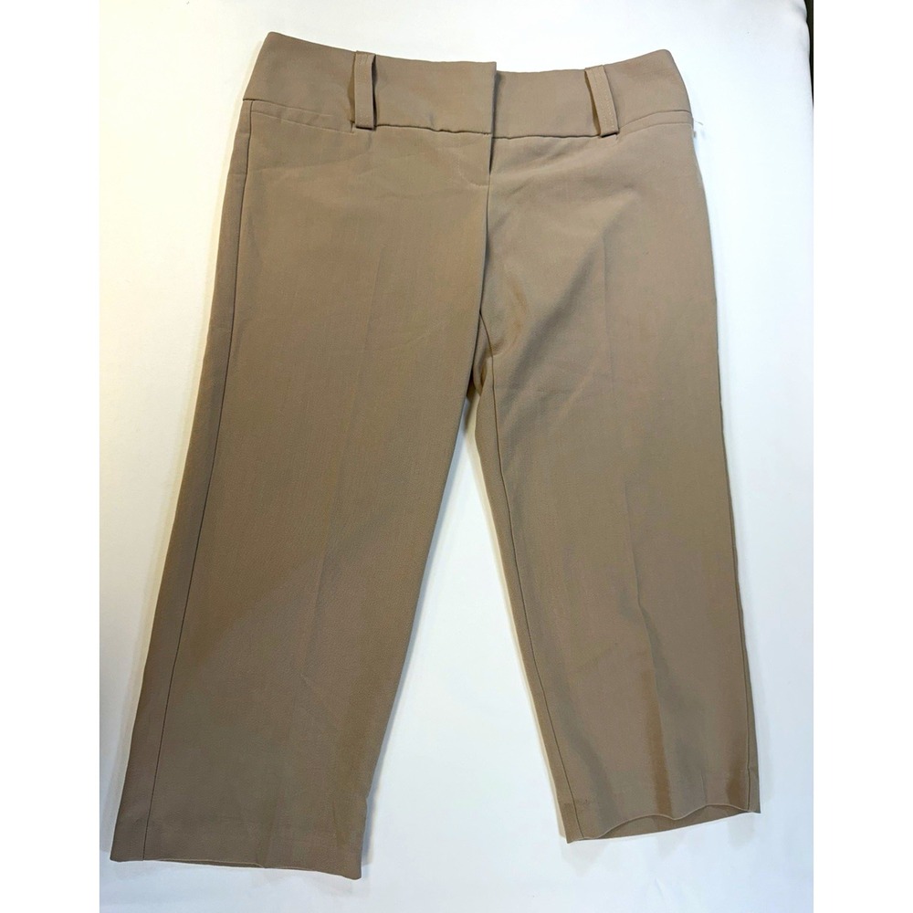 J.Jill Wearever Women Beige Cropped Pants Size 11 Flat Front Straight Leg 1283